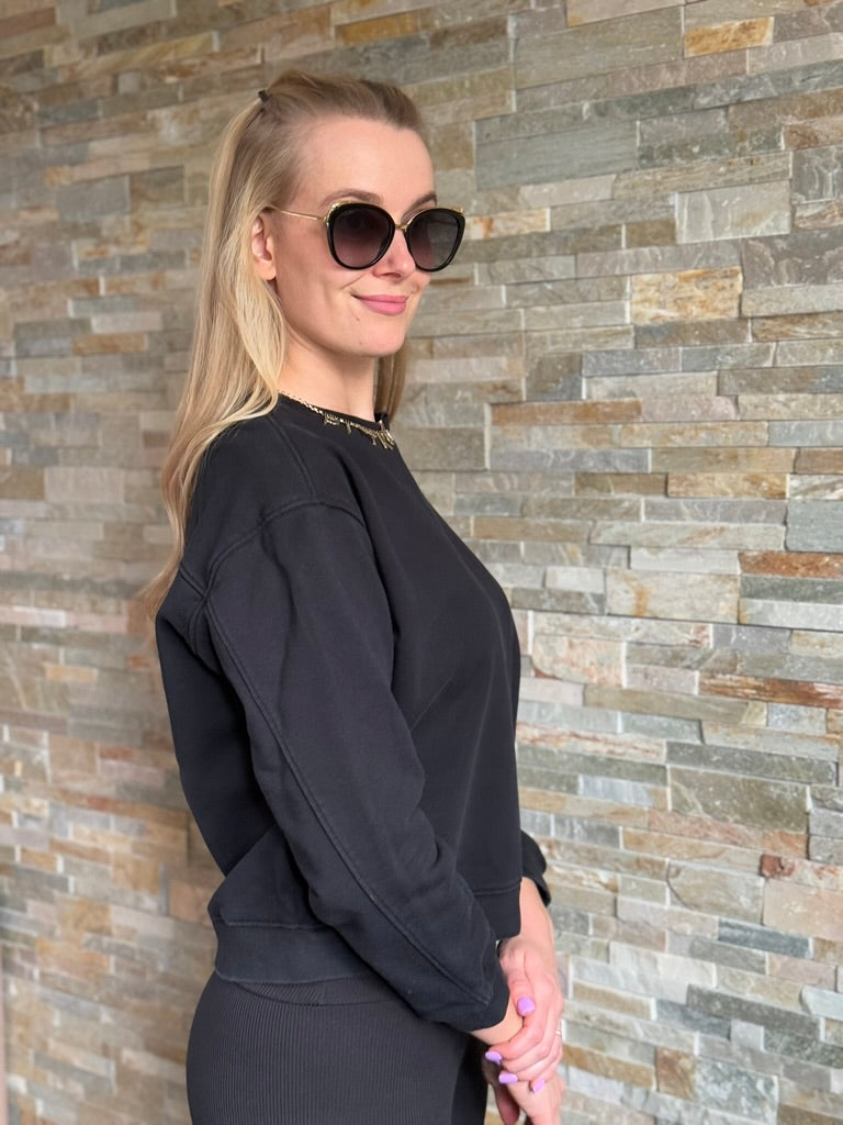 Mikina dámská Pinko černá Marybell Maglia Felpa logo strass