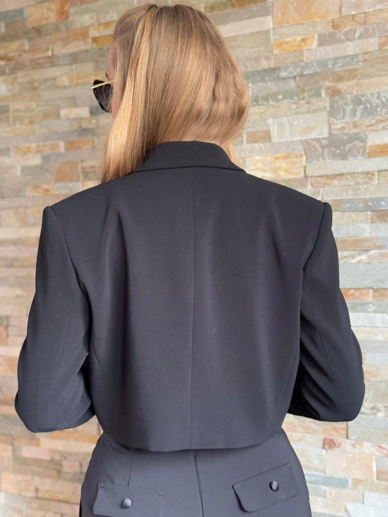 Women's jacket Pinko black without collar