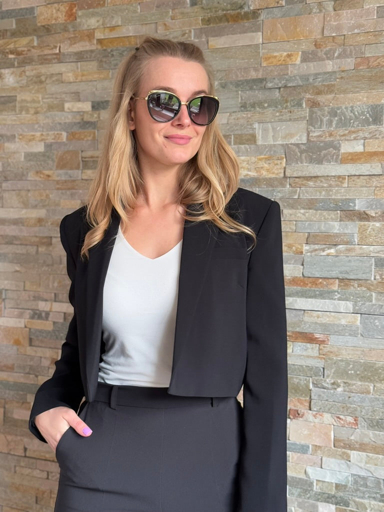 Women's jacket Pinko black without collar