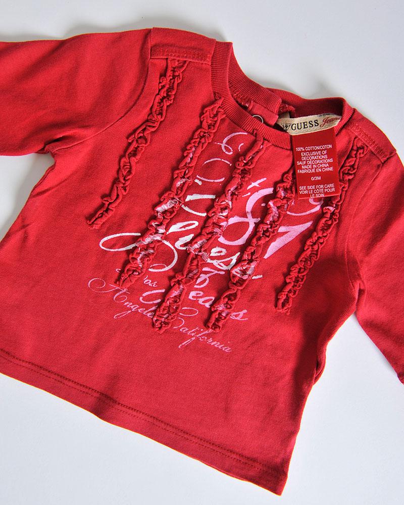 Triko dětské Guess červené s řasením