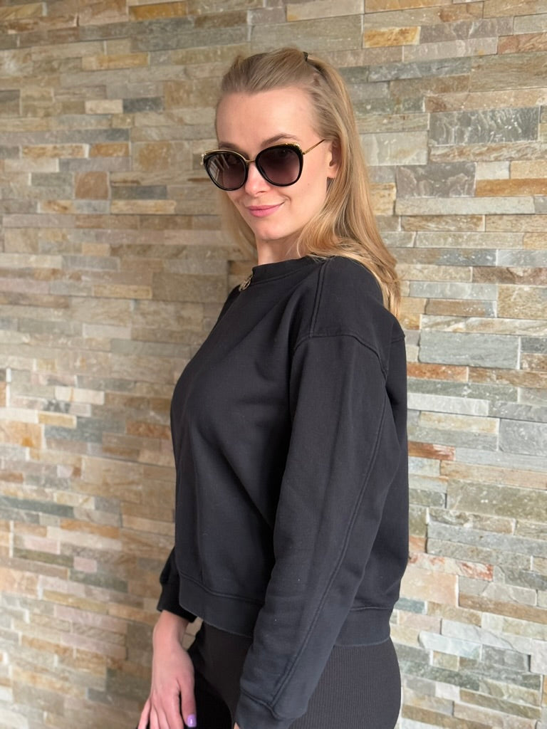 Mikina dámská Pinko černá Marybell Maglia Felpa logo strass