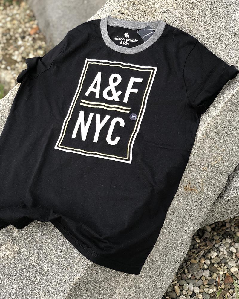 Triko dětské Abercrombie & Fitch černé NYC