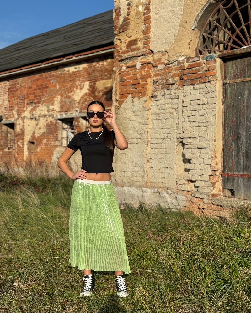 sukne_replay_damska_zelena_skladana_S
