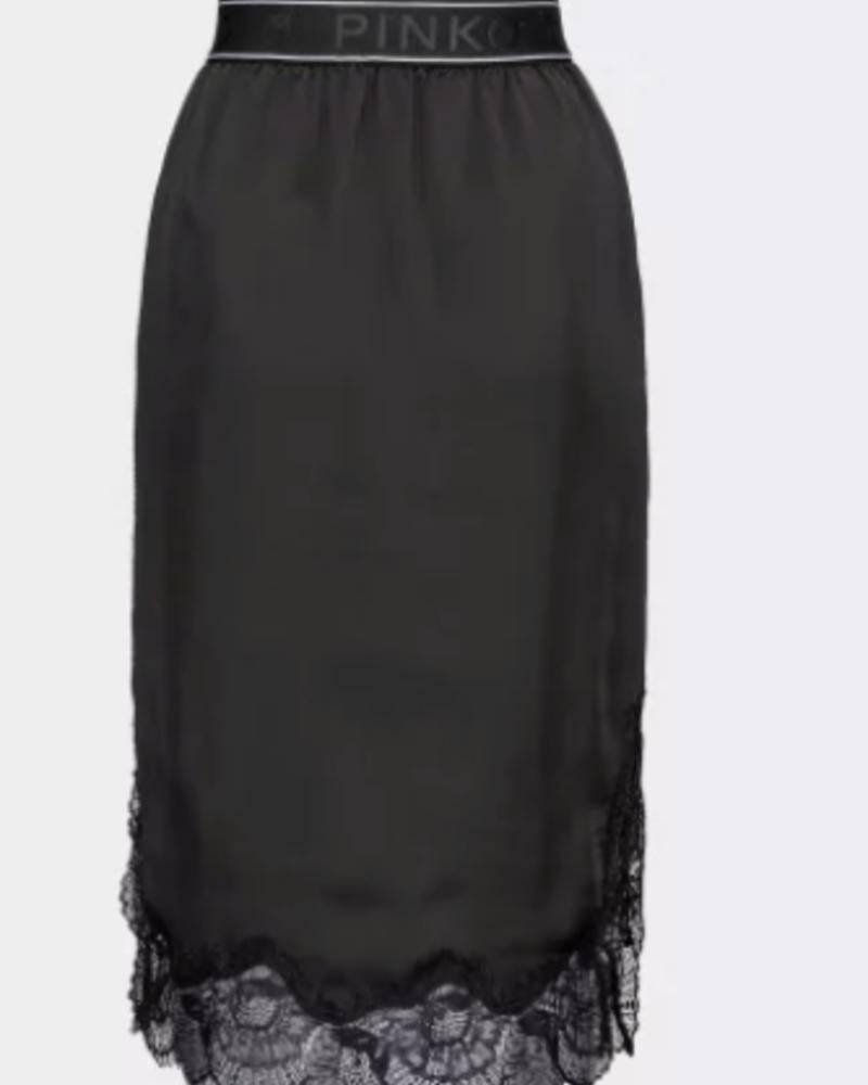 Sukně dámská Pinko Satin E Pizzo černá
