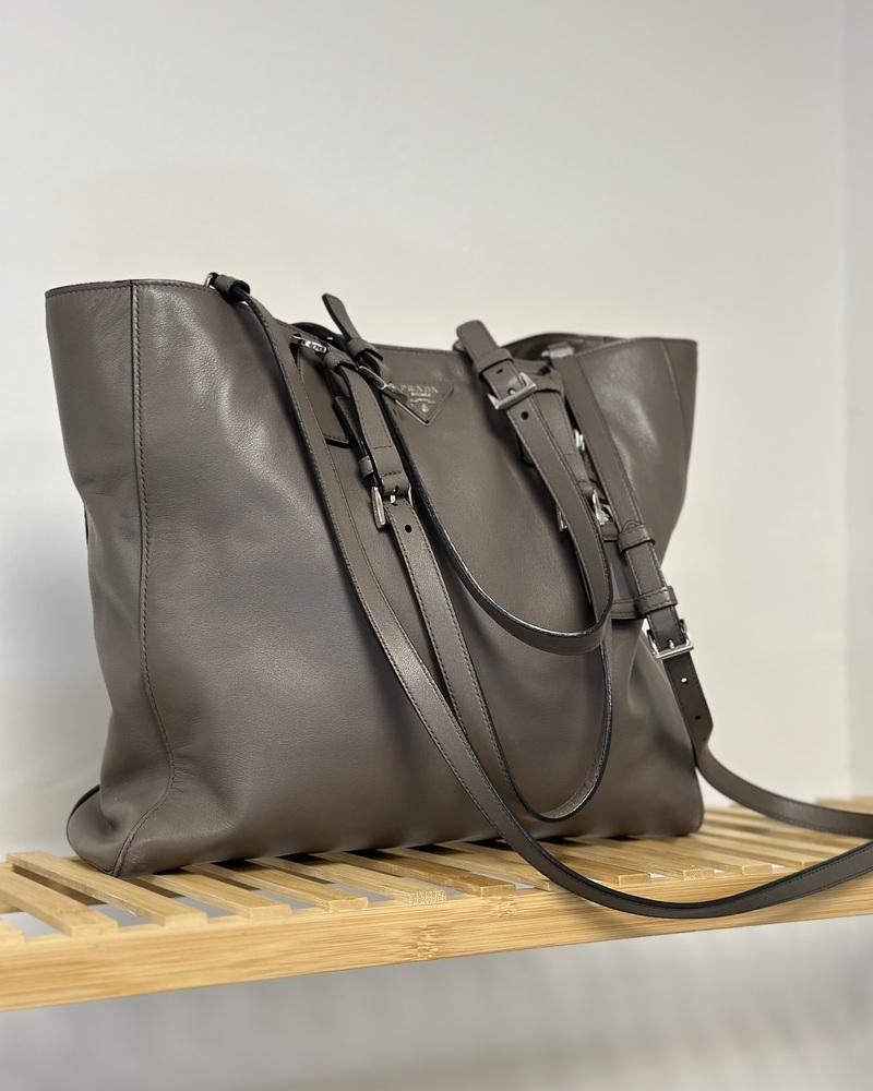 Women's handbag Prada SHOPPING beige - gray