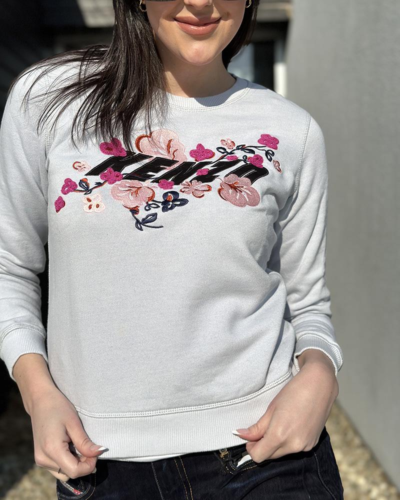 Women's sweatshirt Kenzo pale blue with flowers