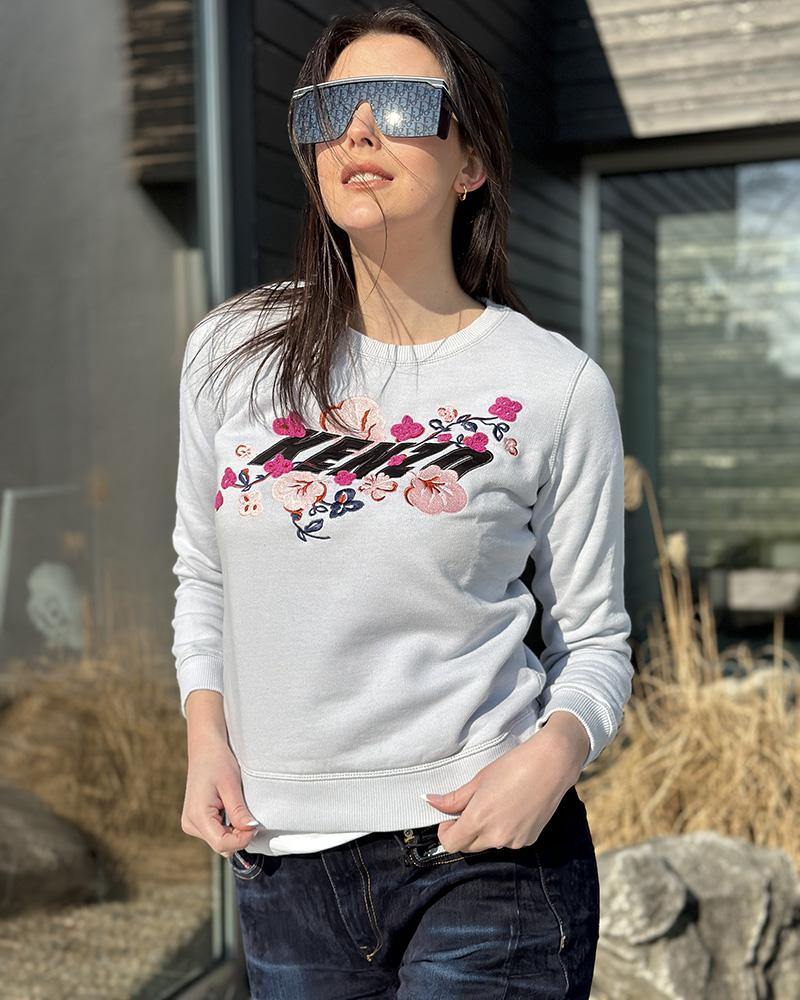 Women's sweatshirt Kenzo pale blue with flowers