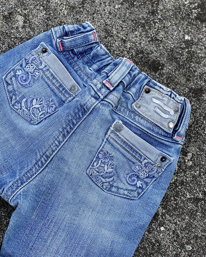 Džíny dětské Diesel s kytičkami