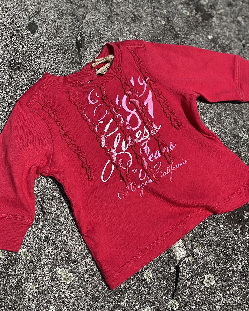 Triko dětské Guess červené s řasením