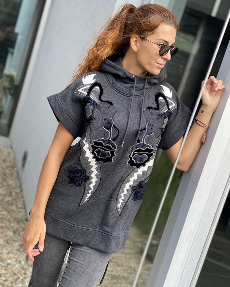 Women's sweatshirt Diesel Black Gold with patches