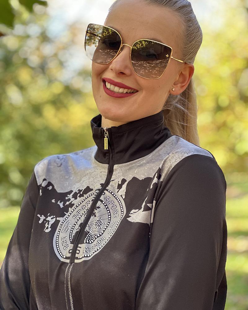 Women's black Sportalm turtleneck with silver ski applications