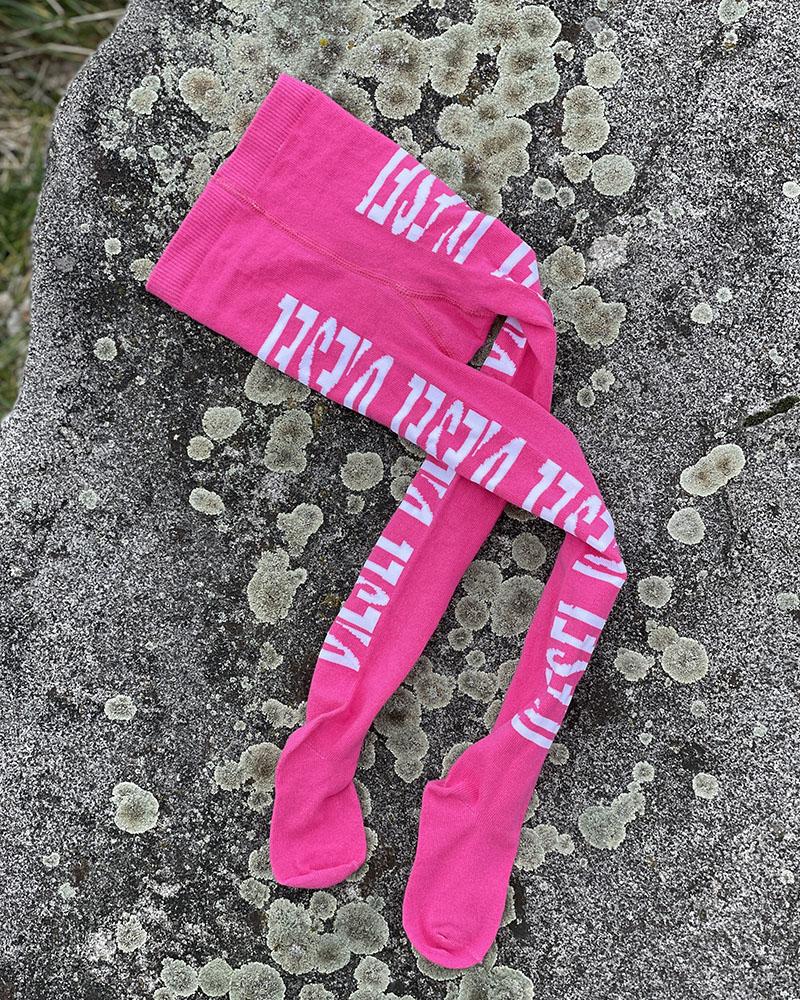 Punčochy dětské Diesel růžové s nápisem