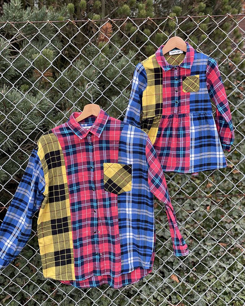 Šaty dětské Replay kárované barevné