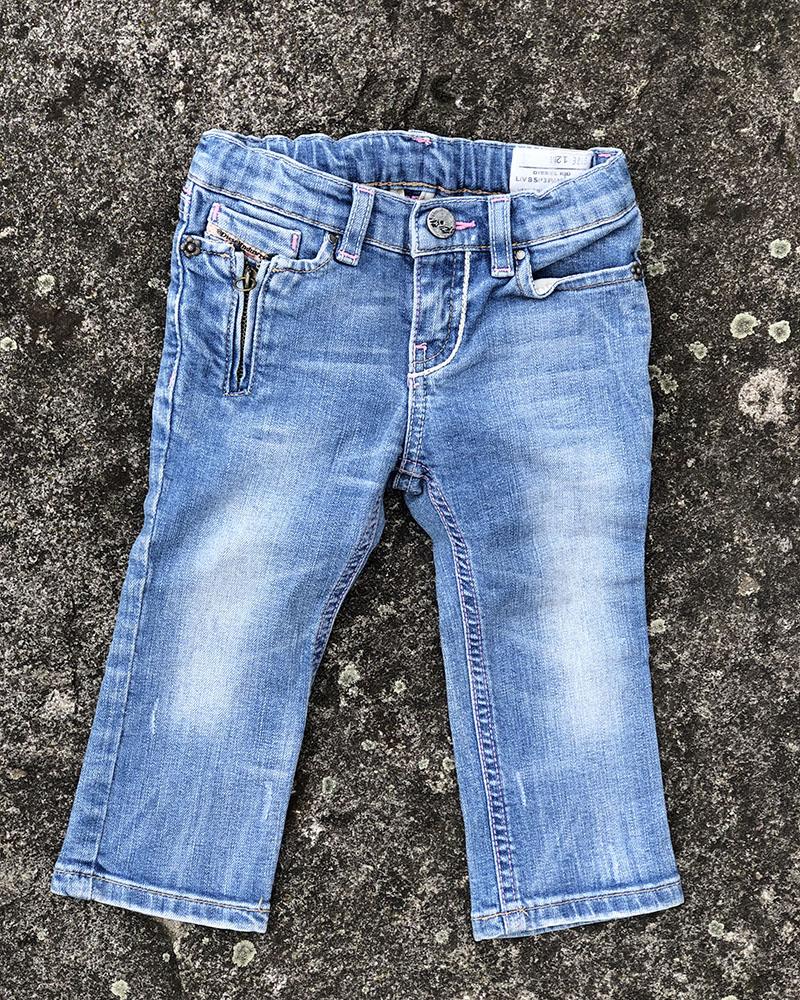 Blue Diesel children's jeans with pink stitching