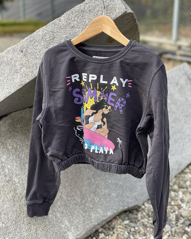 Mikina dětská Replay CROPP tmavě šedá