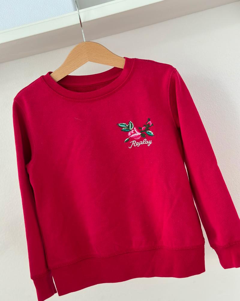 Mikina dětská Replay růžová s výšivkou květin