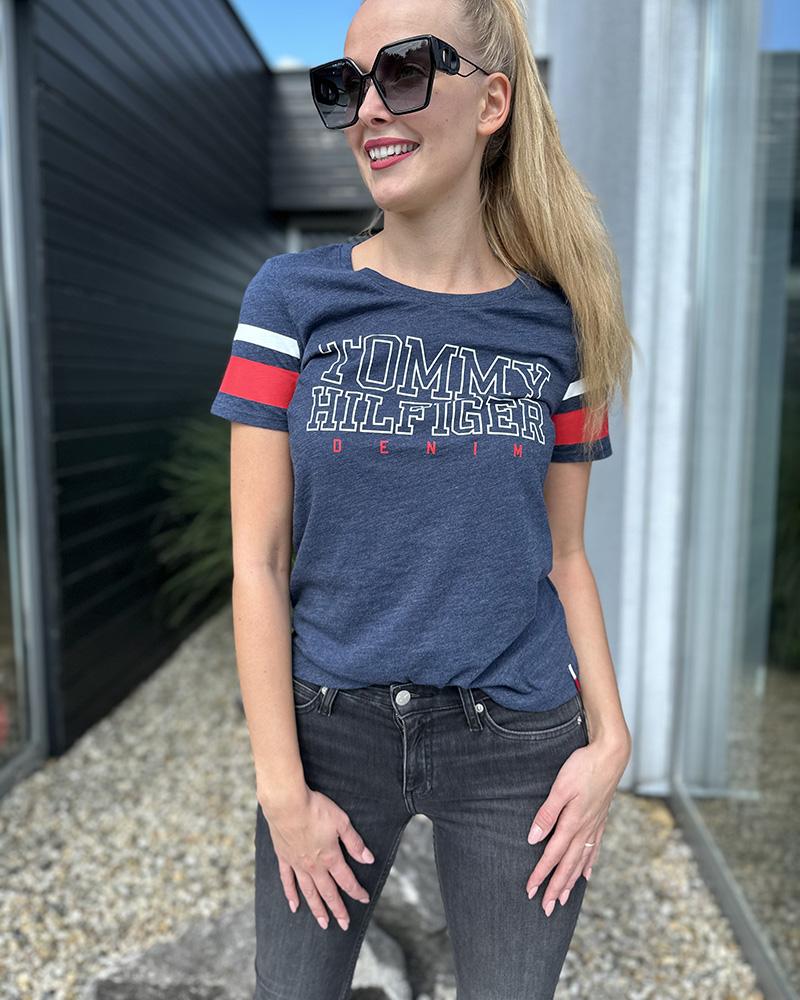 Triko dámské Tommy Hilfiger modré s nápisem