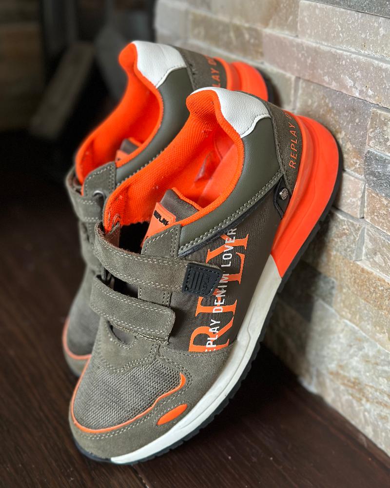 Tenisky dětské Replay khaki s nápisem