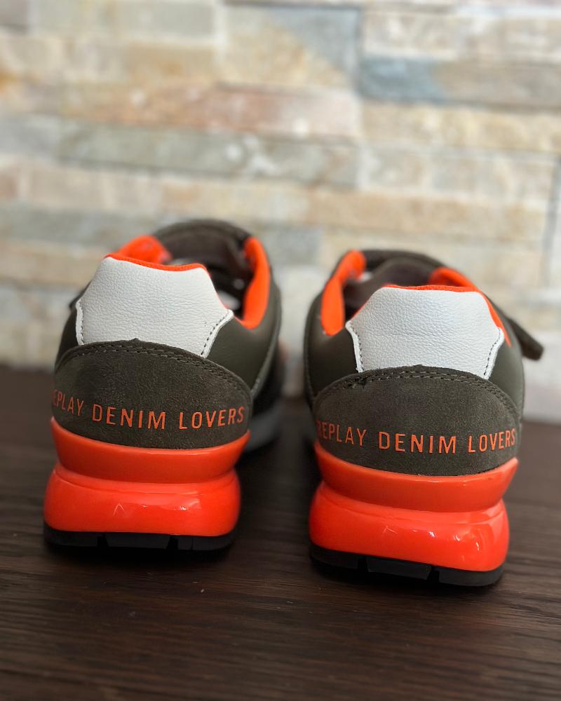 Tenisky dětské Replay khaki s nápisem