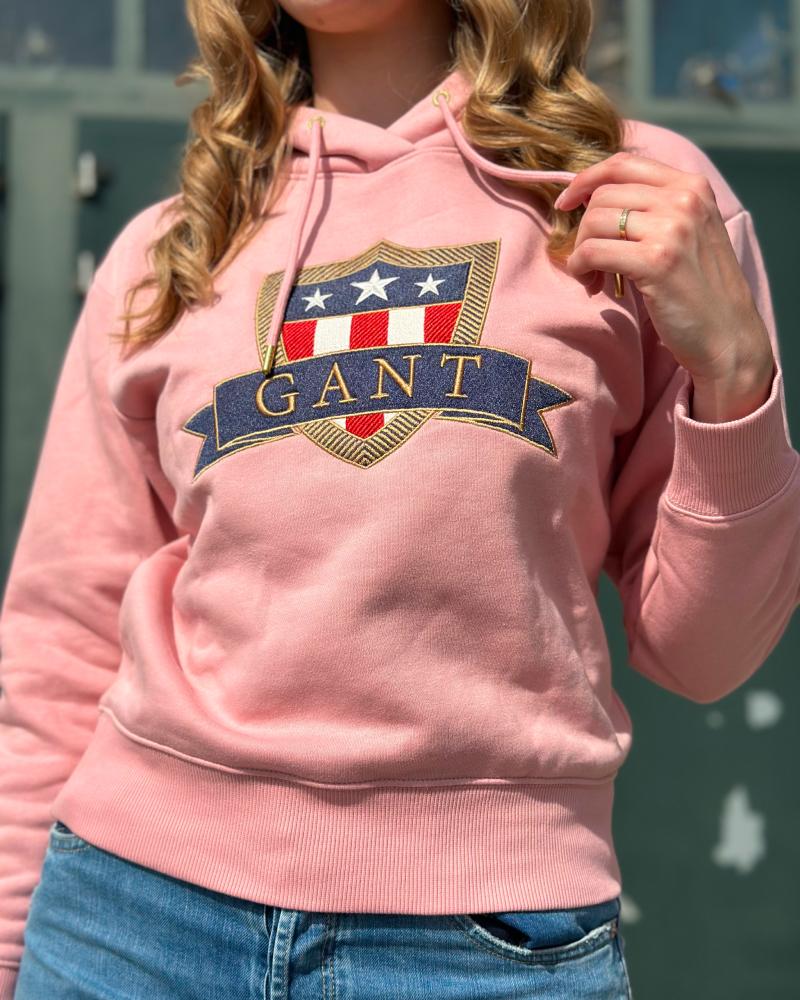 Women's sweatshirt Gant pink with a hood