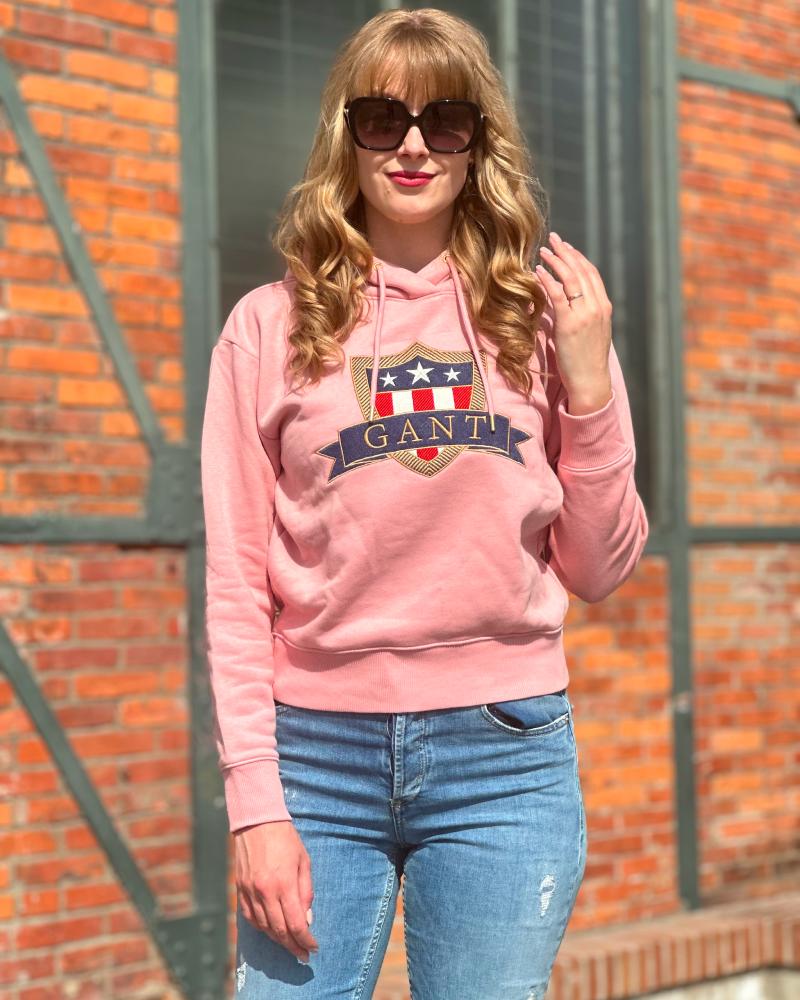 Women's sweatshirt Gant pink with a hood
