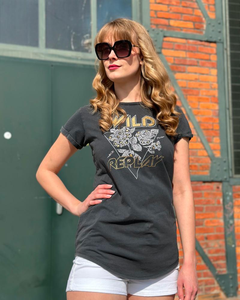 Triko dětské Replay šedé s nápisem Wild