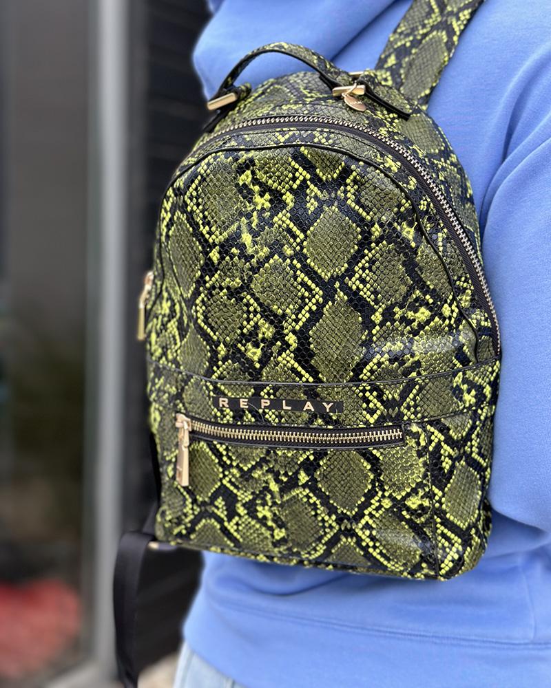 Women's backpack Replay with a snake pattern