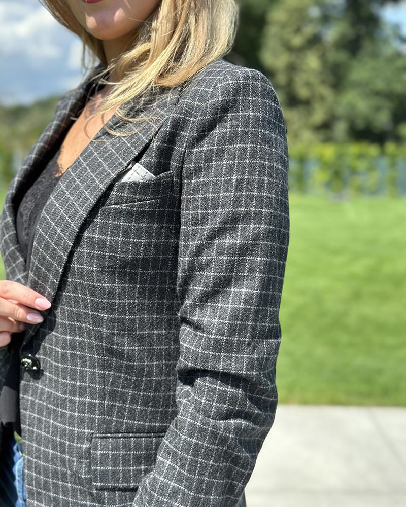 Sako dámské Emporio Armani kostkované šedé