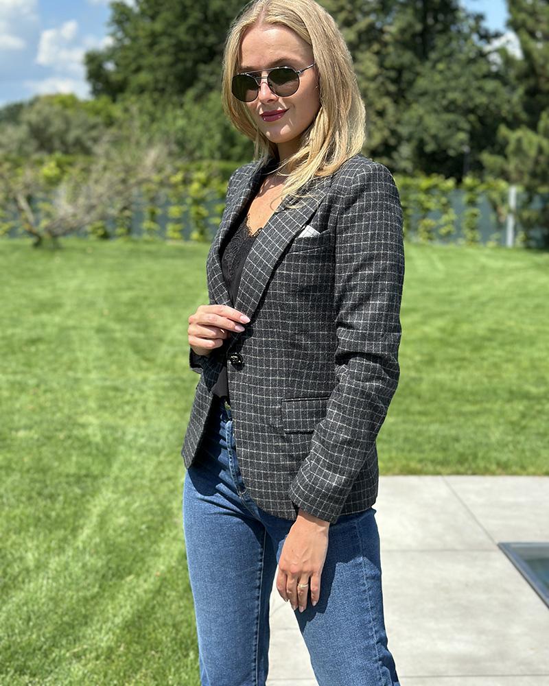 Sako dámské Emporio Armani kostkované šedé