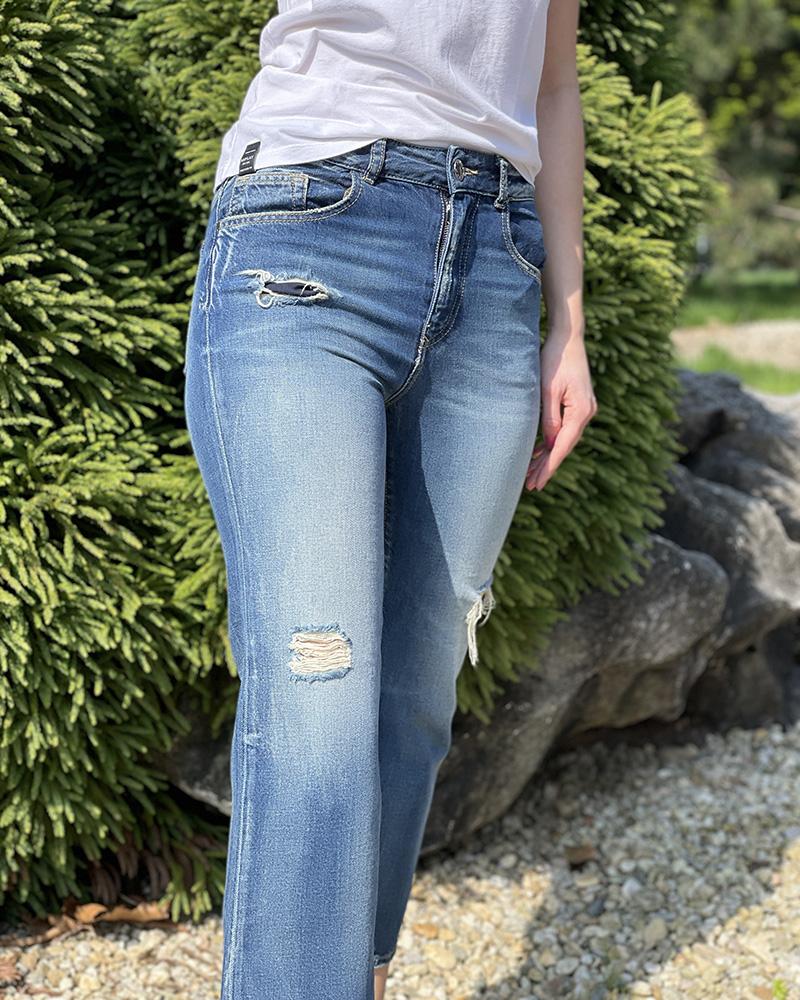 Pinko women's blue ripped jeans