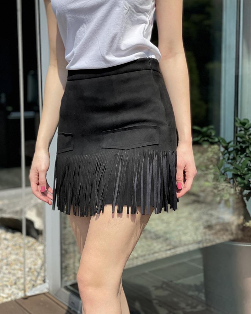 Women's skirt Replay black with fringes