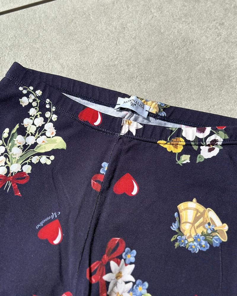 Children's leggings Monnalisa blue with print