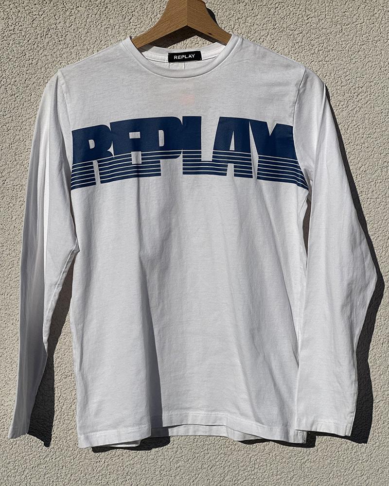 Triko dětské Replay bílé s nápisem