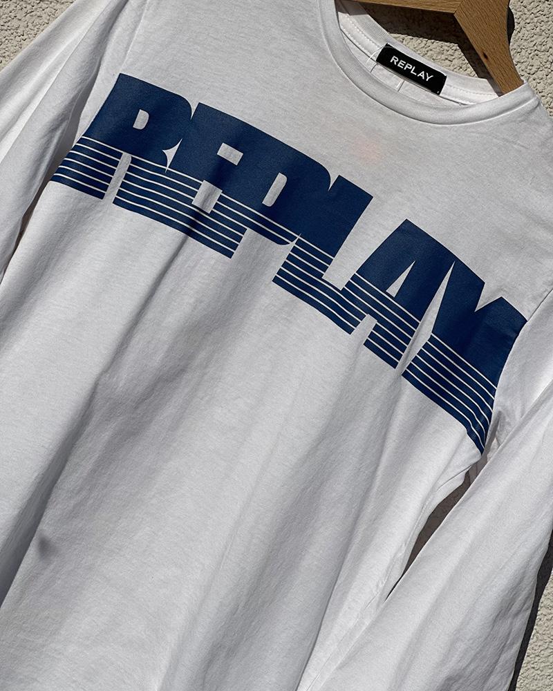 Triko dětské Replay bílé s nápisem