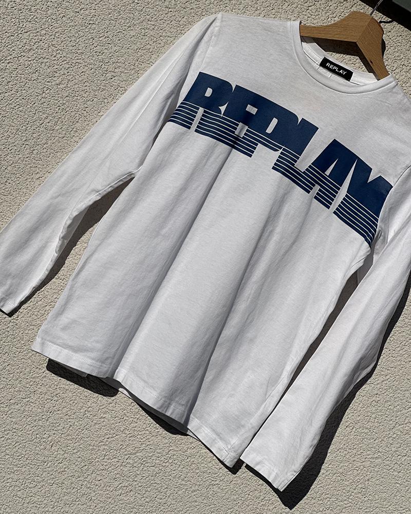 Triko dětské Replay bílé s nápisem