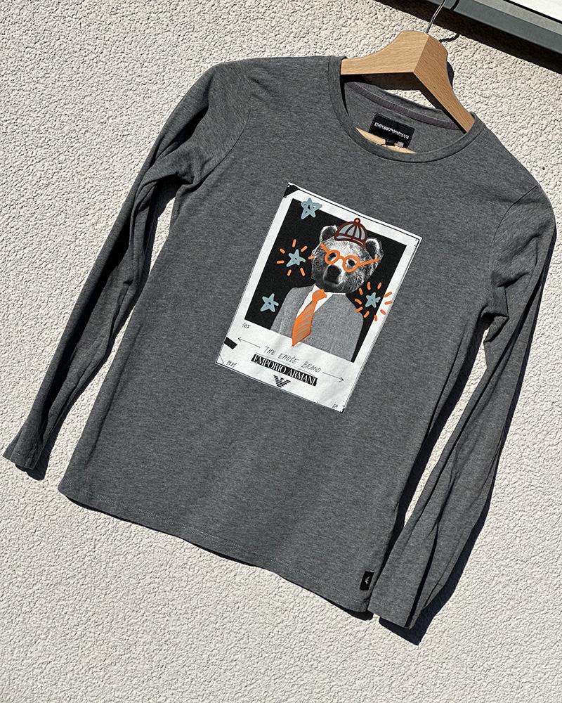 Triko dětské Emporio Armani šedé s dlouhým rukávem