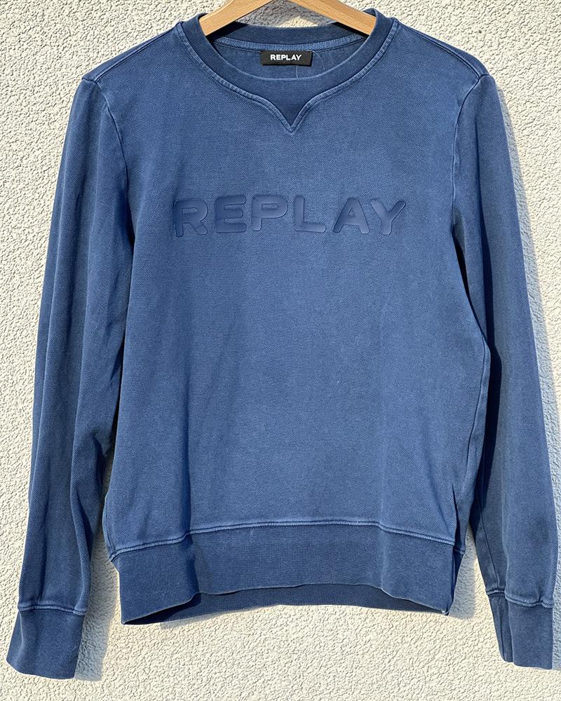 Mikina dětská Replay modrá s plastickým nápisem značky