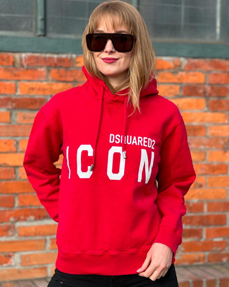 Mikina dámská Dsquared2 ICON červená s kapucí