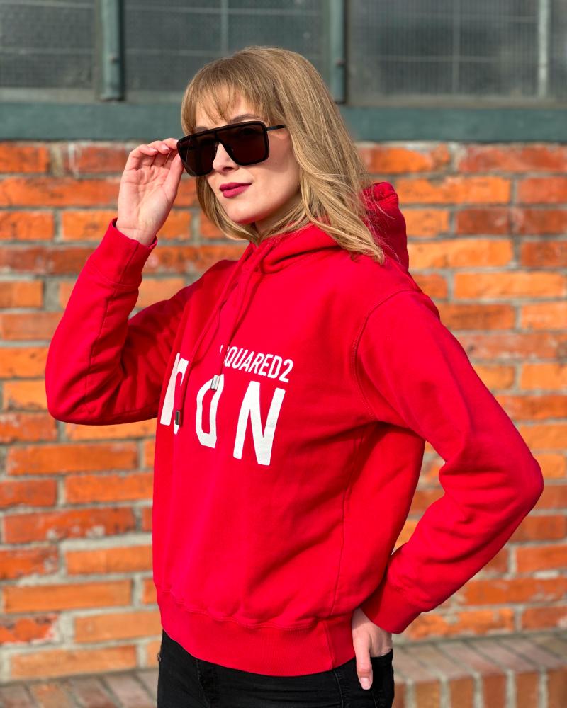 Mikina dámská Dsquared2 ICON červená s kapucí