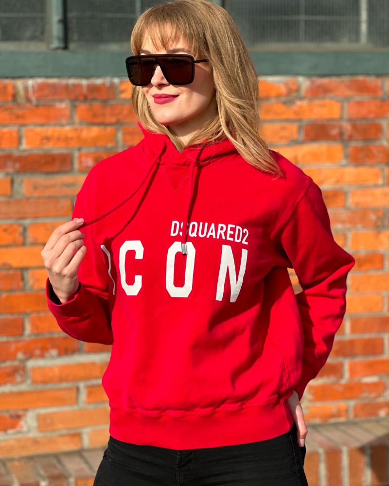 Mikina dámská Dsquared2 ICON červená s kapucí