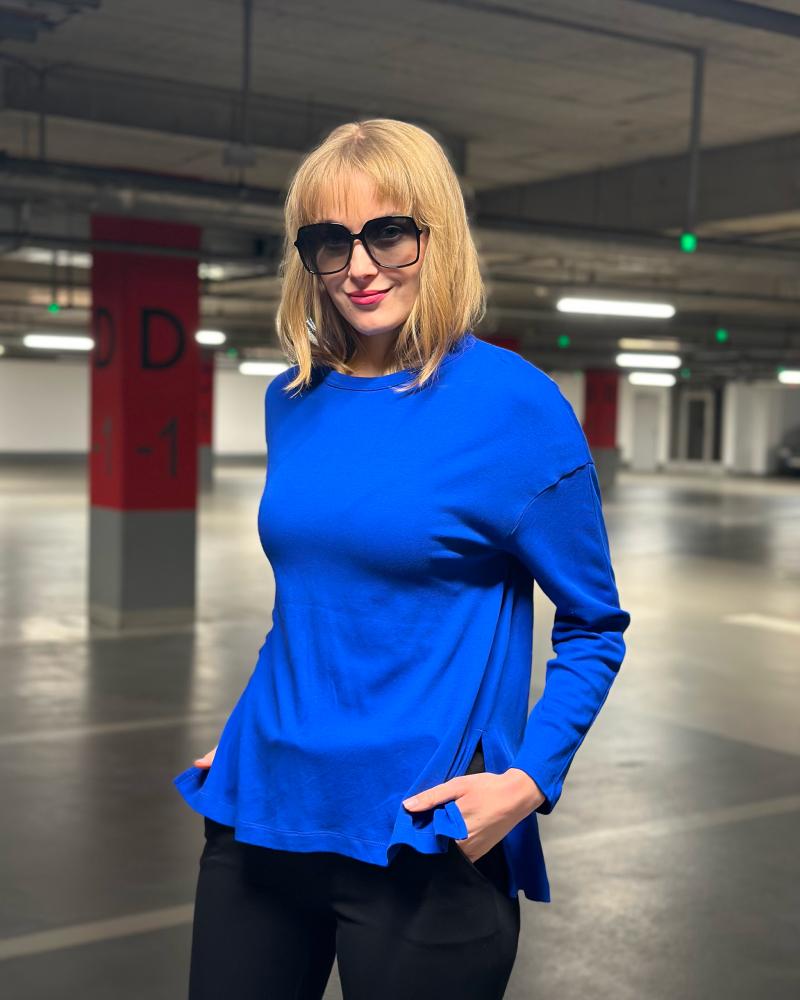 T-shirt women's Cos blue long sleeve