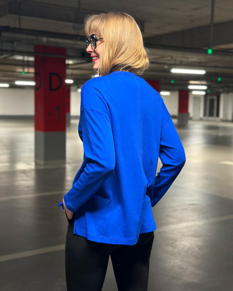 T-shirt women's Cos blue long sleeve