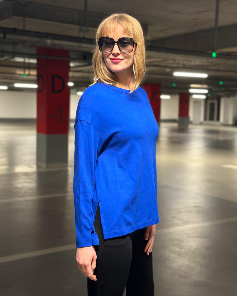 T-shirt women's Cos blue long sleeve