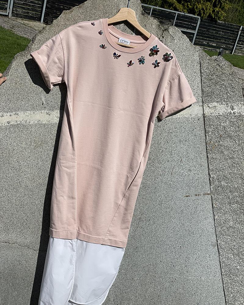 Women's dress Twinset cream with rhinestones