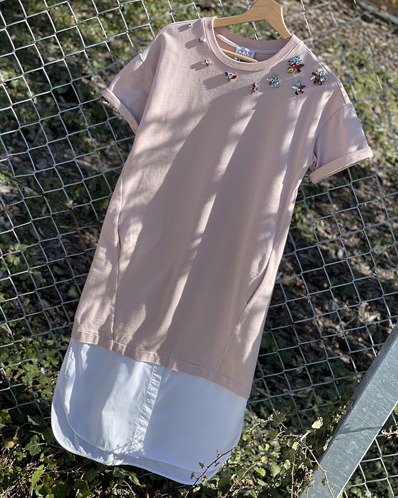 Women's dress Twinset cream with rhinestones