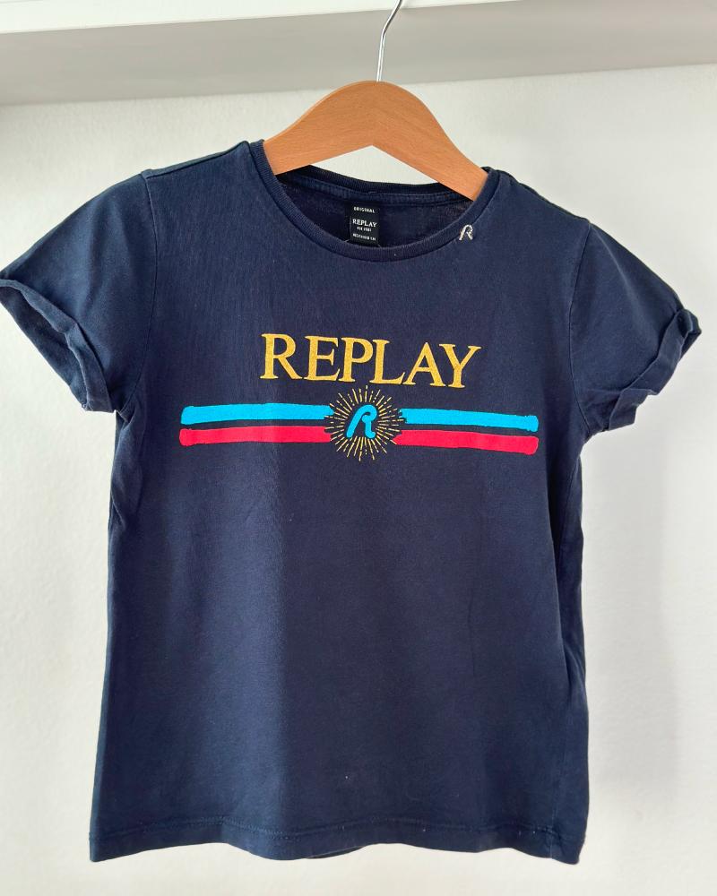 Children's t-shirt Replay blue with inscription