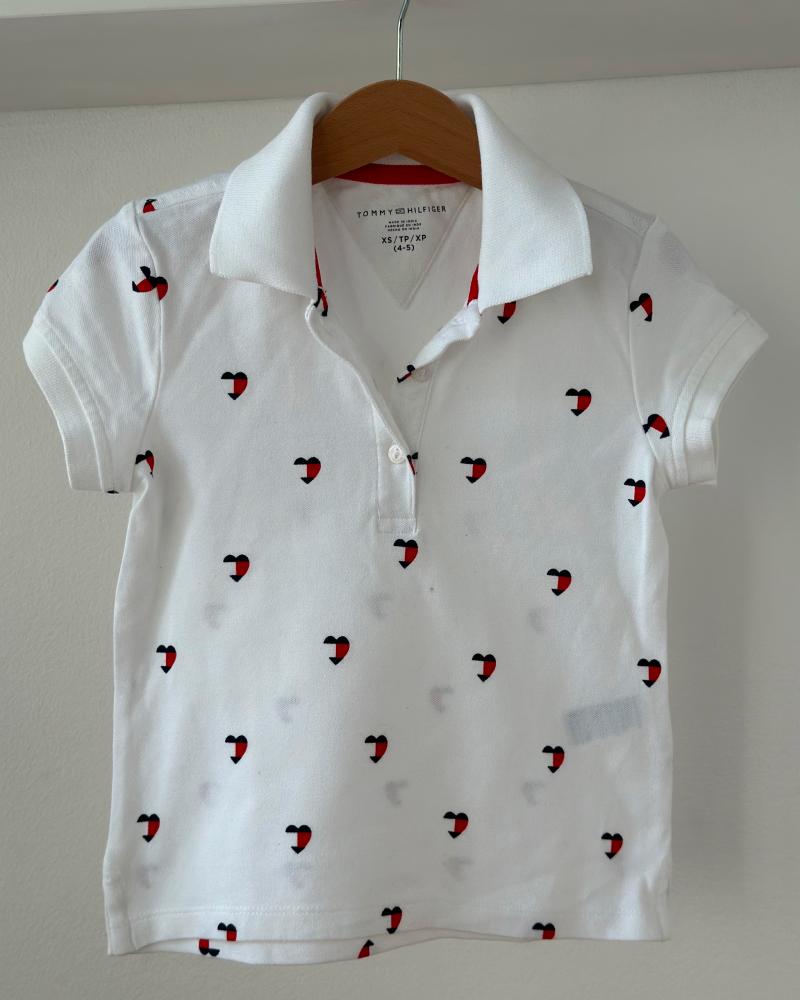 T-shirt for children Tommy Hilfiger white with hearts