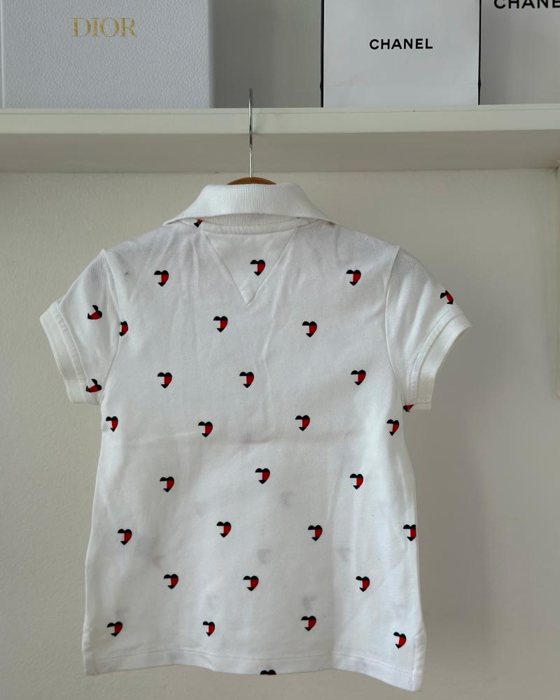 T-shirt for children Tommy Hilfiger white with hearts
