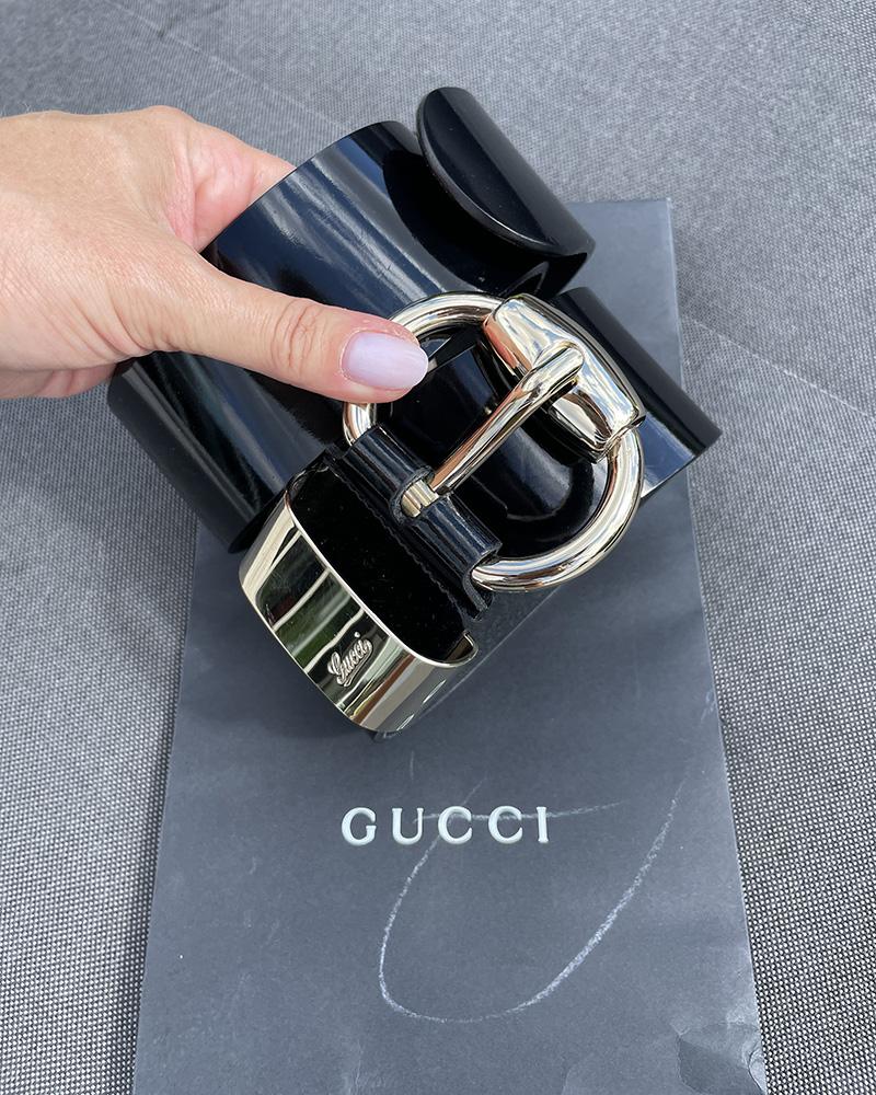 Women's belt Gucci GUCCISSIMA black shiny