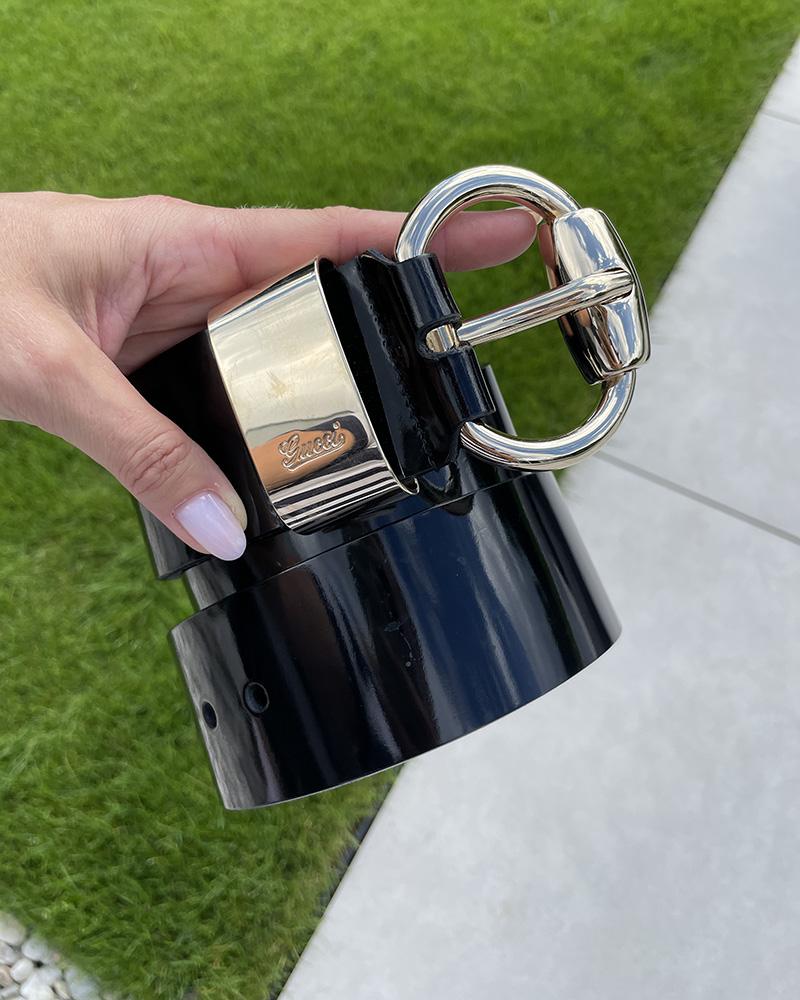 Opasek dámský Gucci GUCCISSIMA černý lesklý